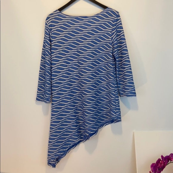 Cable and Gauge Women’s Blue and White High and Low Top Blouse Size L - Picture 4 of 8
